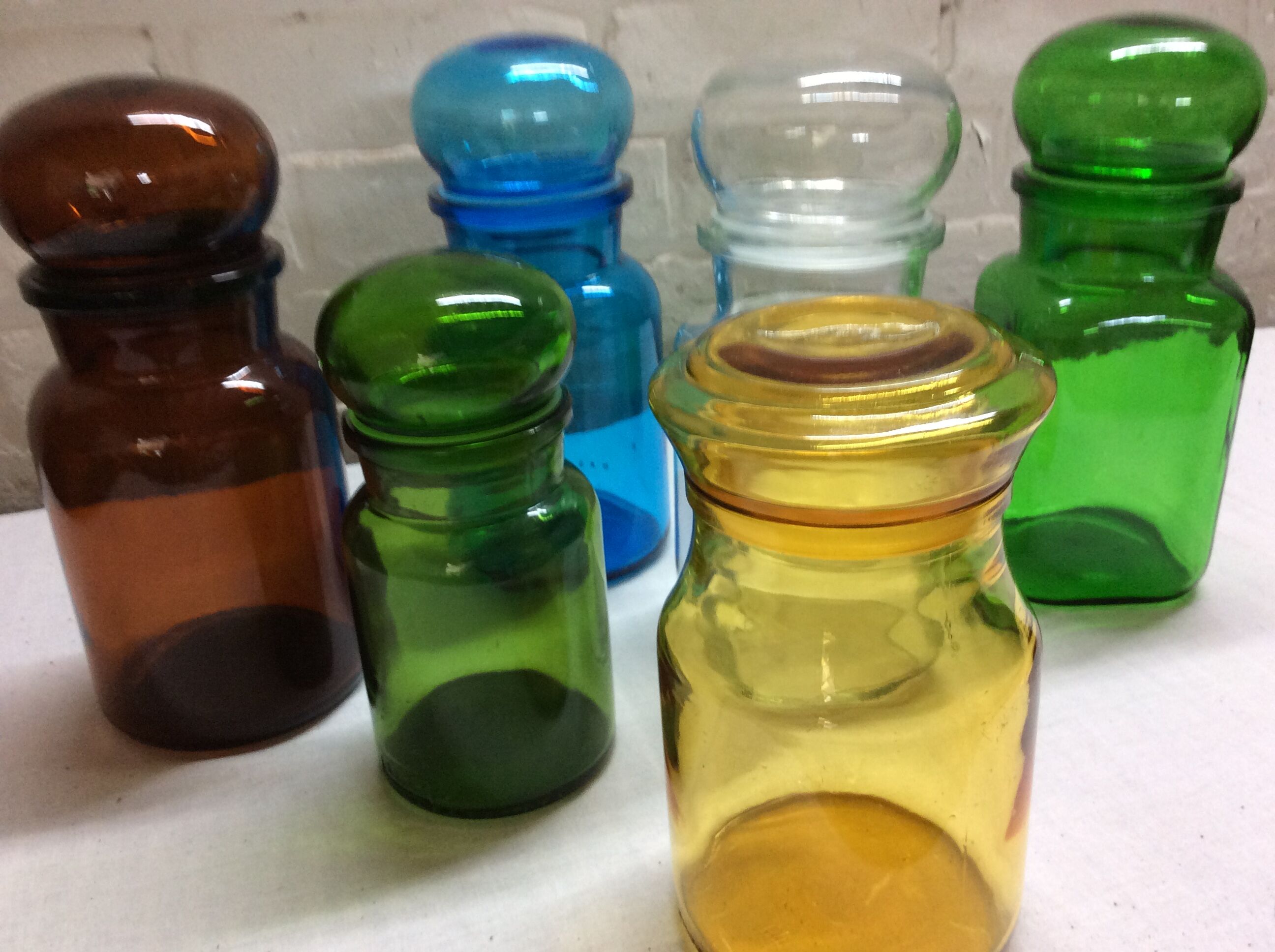 Lot of 6 vintage glass jars