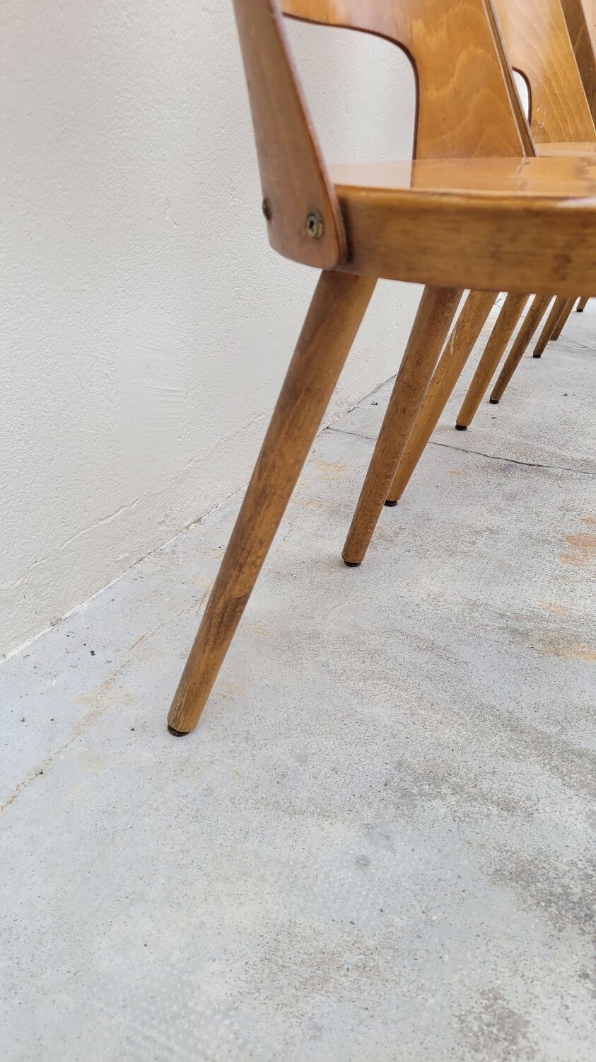 Series of 4 Baumann bistro chairs model Mondor 1950 vintage