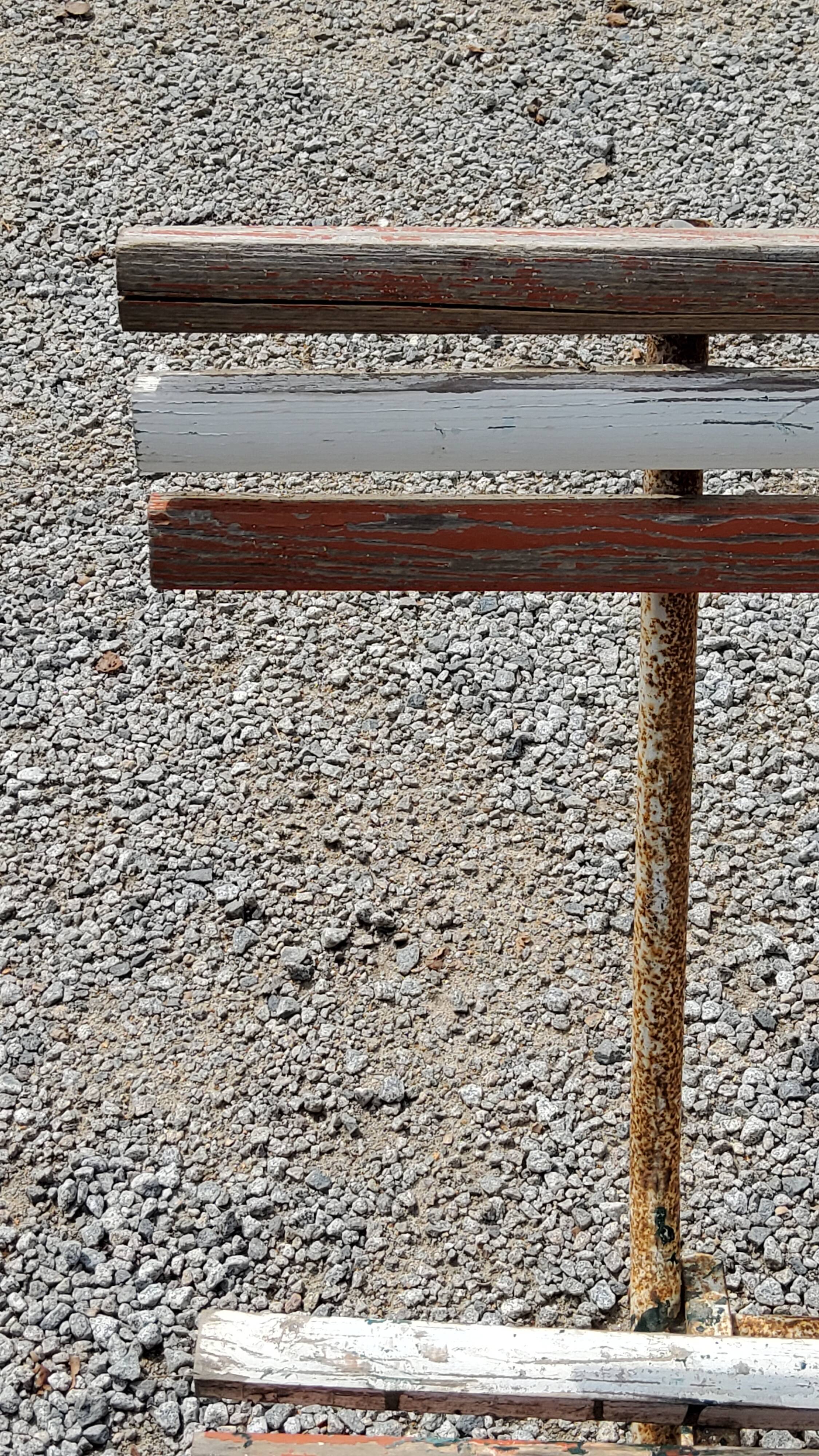 Garden bench with folding wooden slats base tubes from the 50s