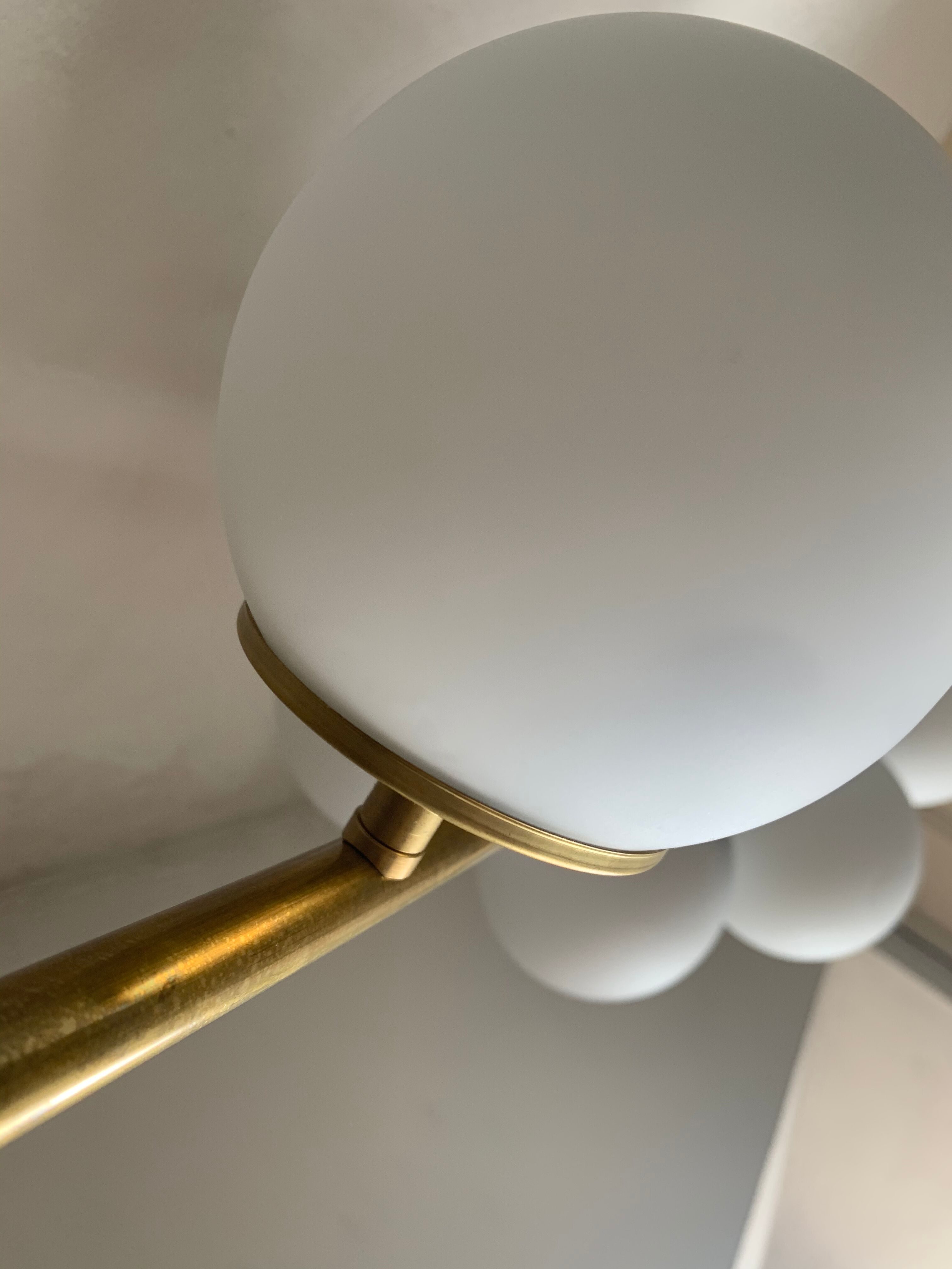 Italian mid century floor lamp brass & opal glass 1950