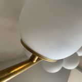 Italian mid century floor lamp brass & opal glass 1950