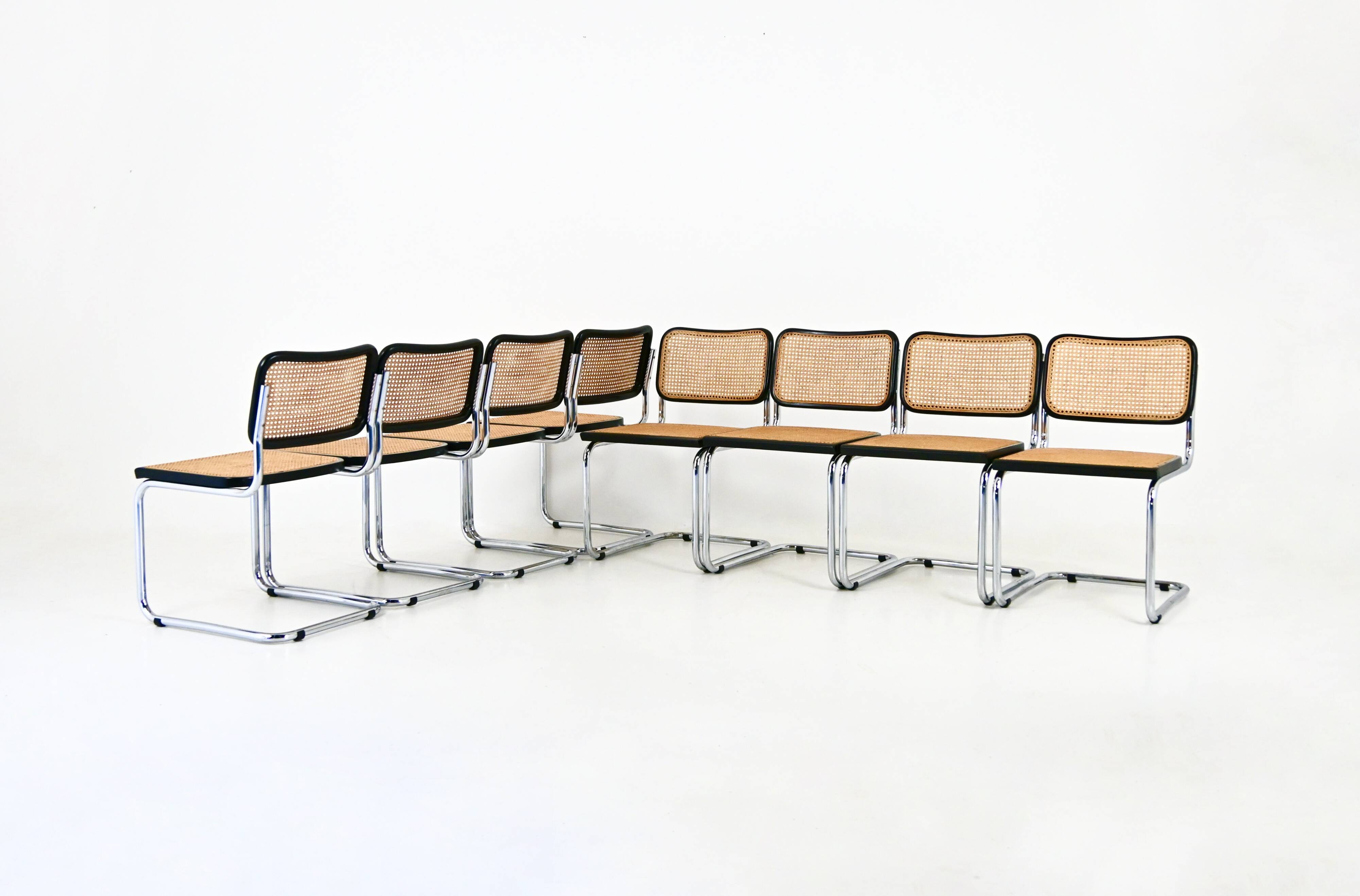 Set of 8 Dining Chairs Style B32 by Marcel Breuer