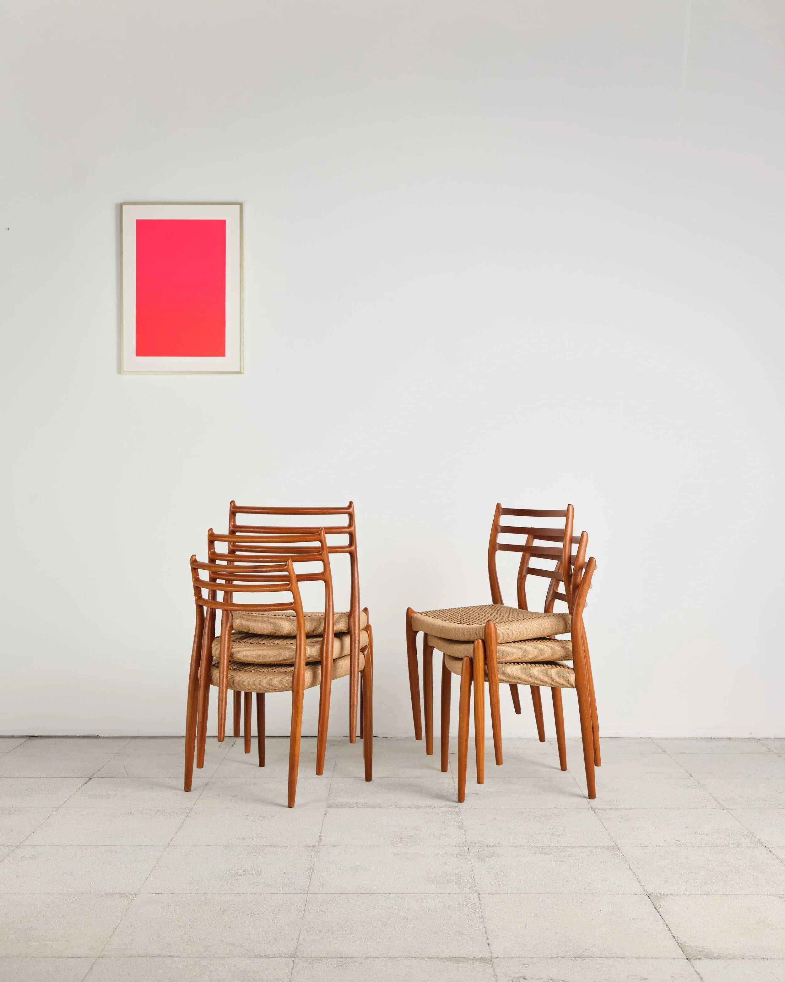 Set of 6 model 78 chairs in teak by Niels O. Møller, Denmark, 1960s.