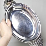 Vintage silver metal duck foie gras bell