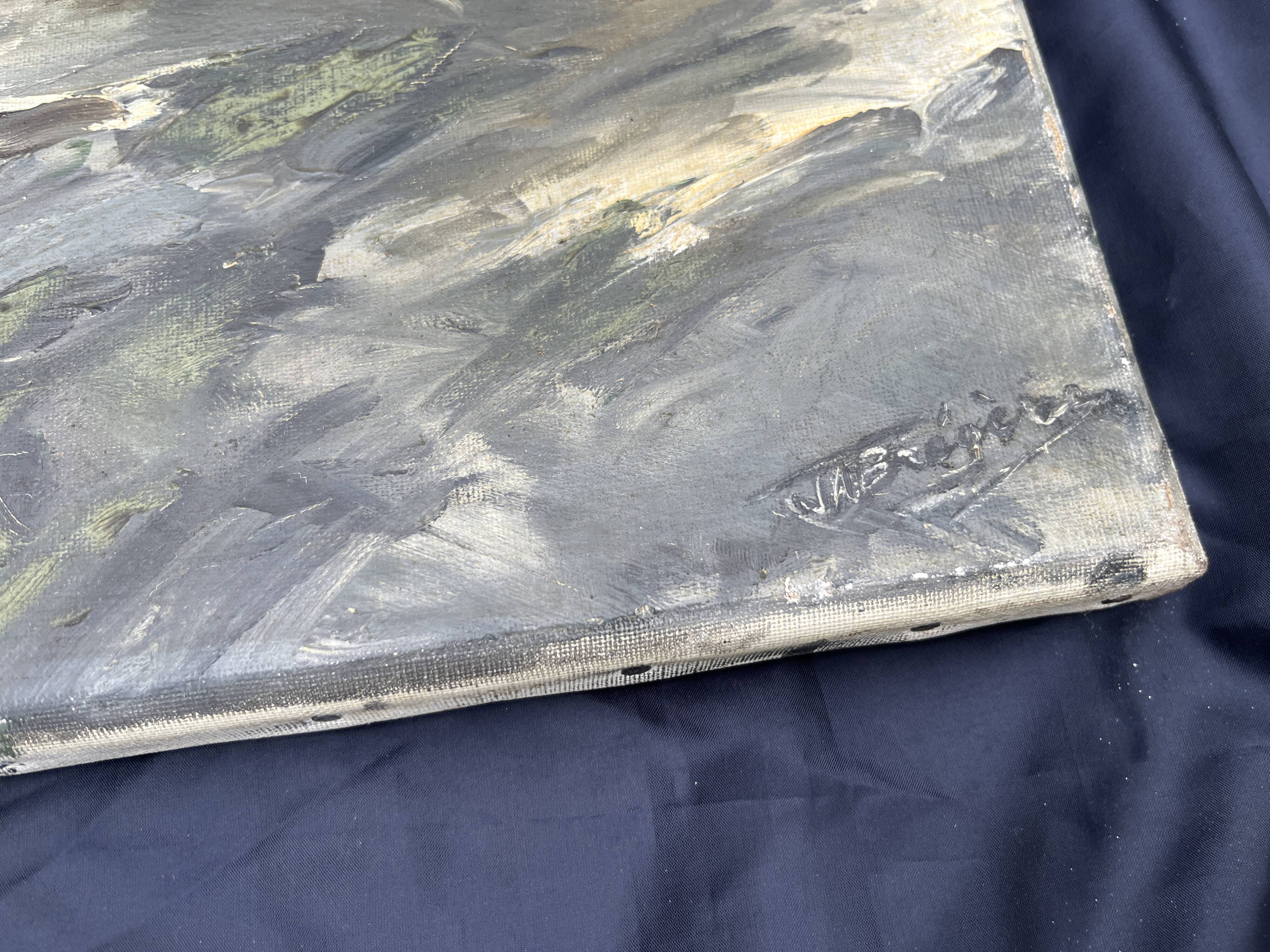 Expressionist landscape painting, signed, 92 x 65 cm