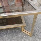 Table basse à deux niveaux verre et laiton