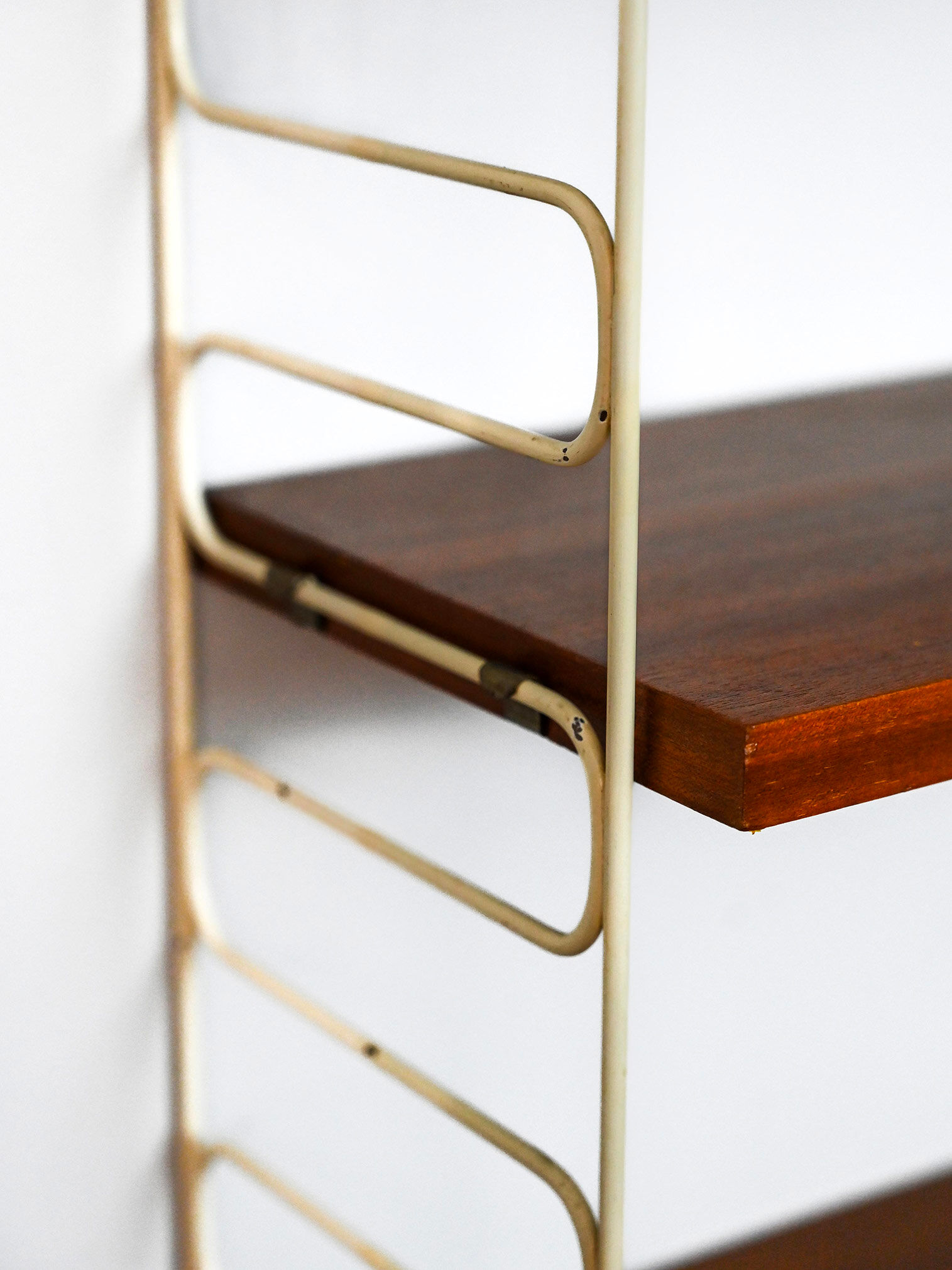 Swedish wood and metal shelving unit