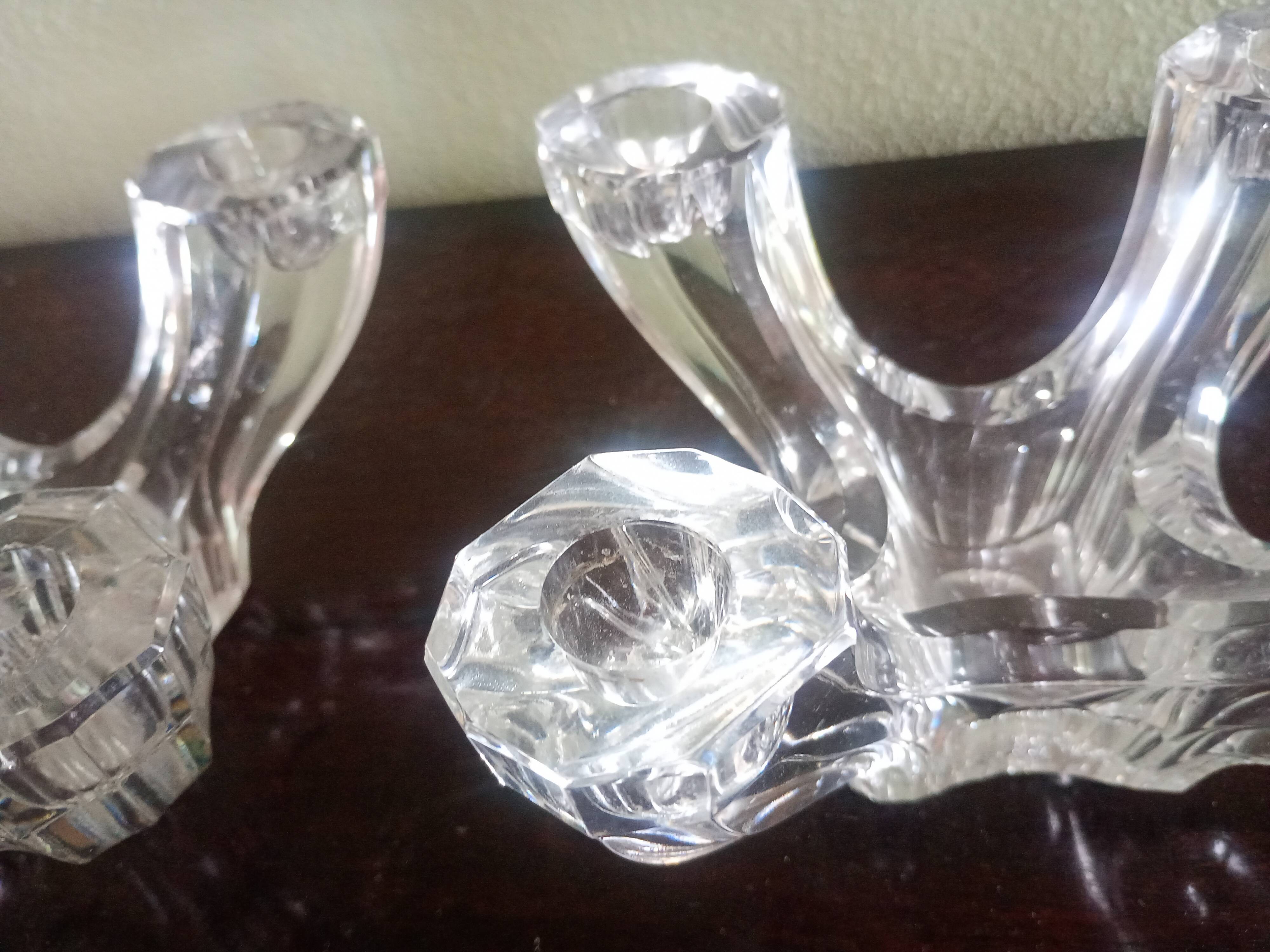 Val Saint Lambert - Pair of 4-light crystal candlesticks - modern design