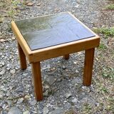 Coffee table in elm and slate by Maison Regain 1970