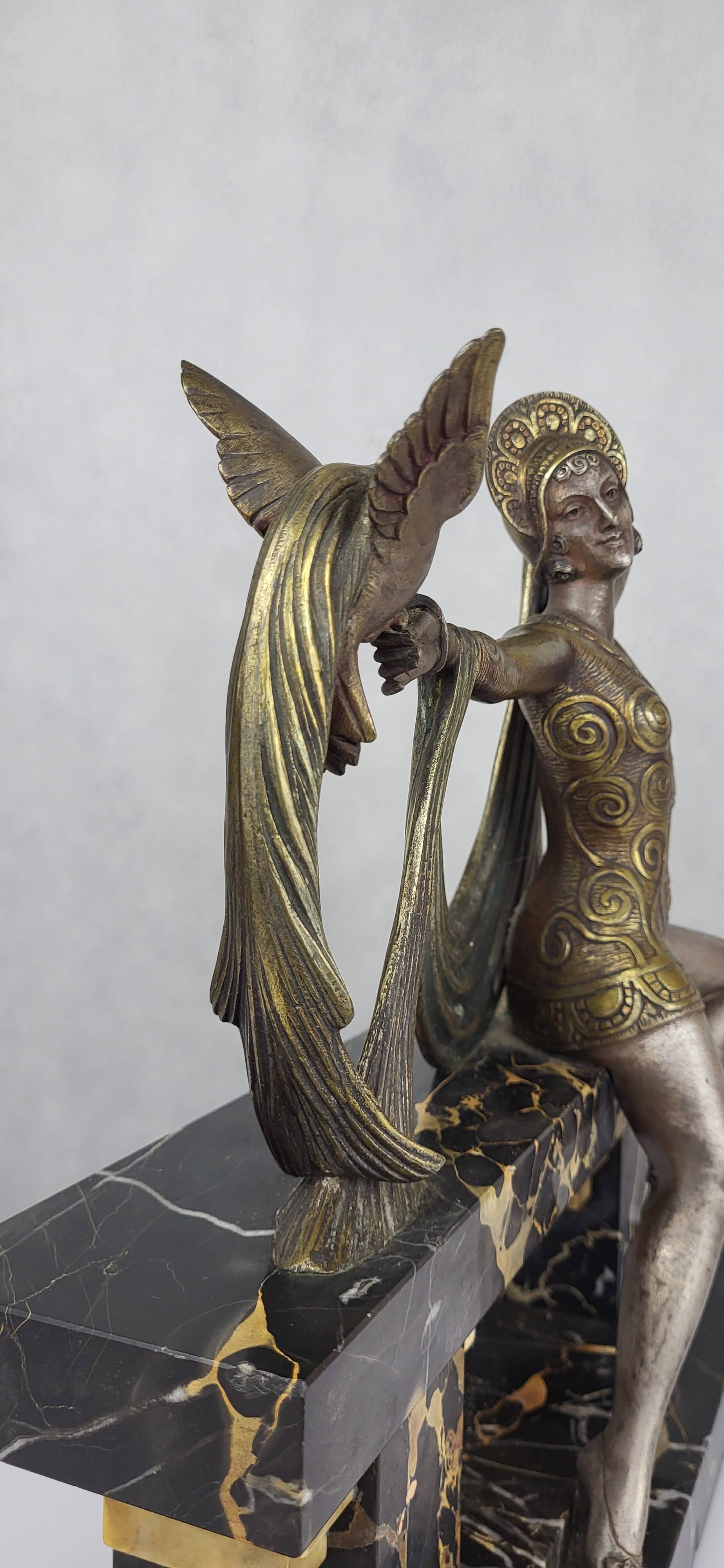 Art Deco bronze sculpture signed H. Molins