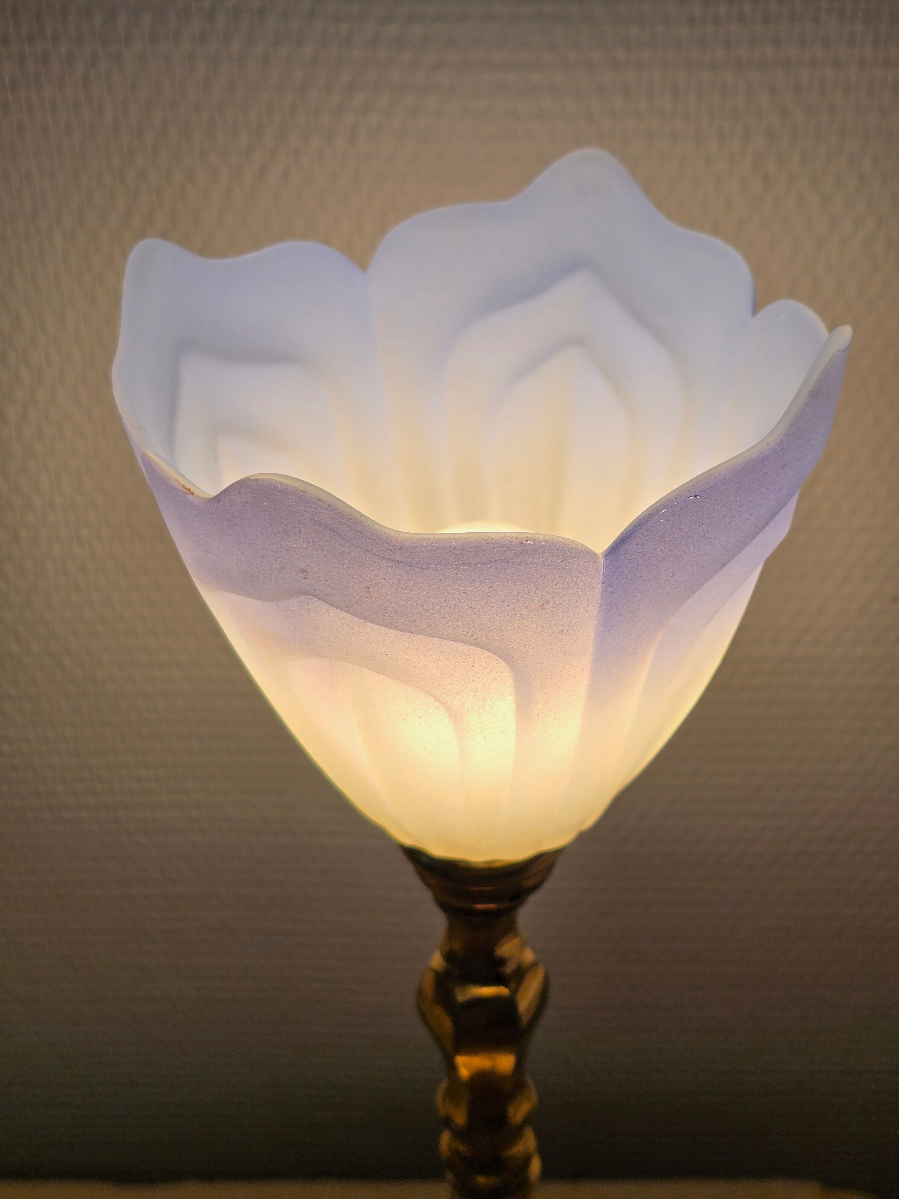 Blue and gold brass table lamp with opaline tulip Art Nouveau