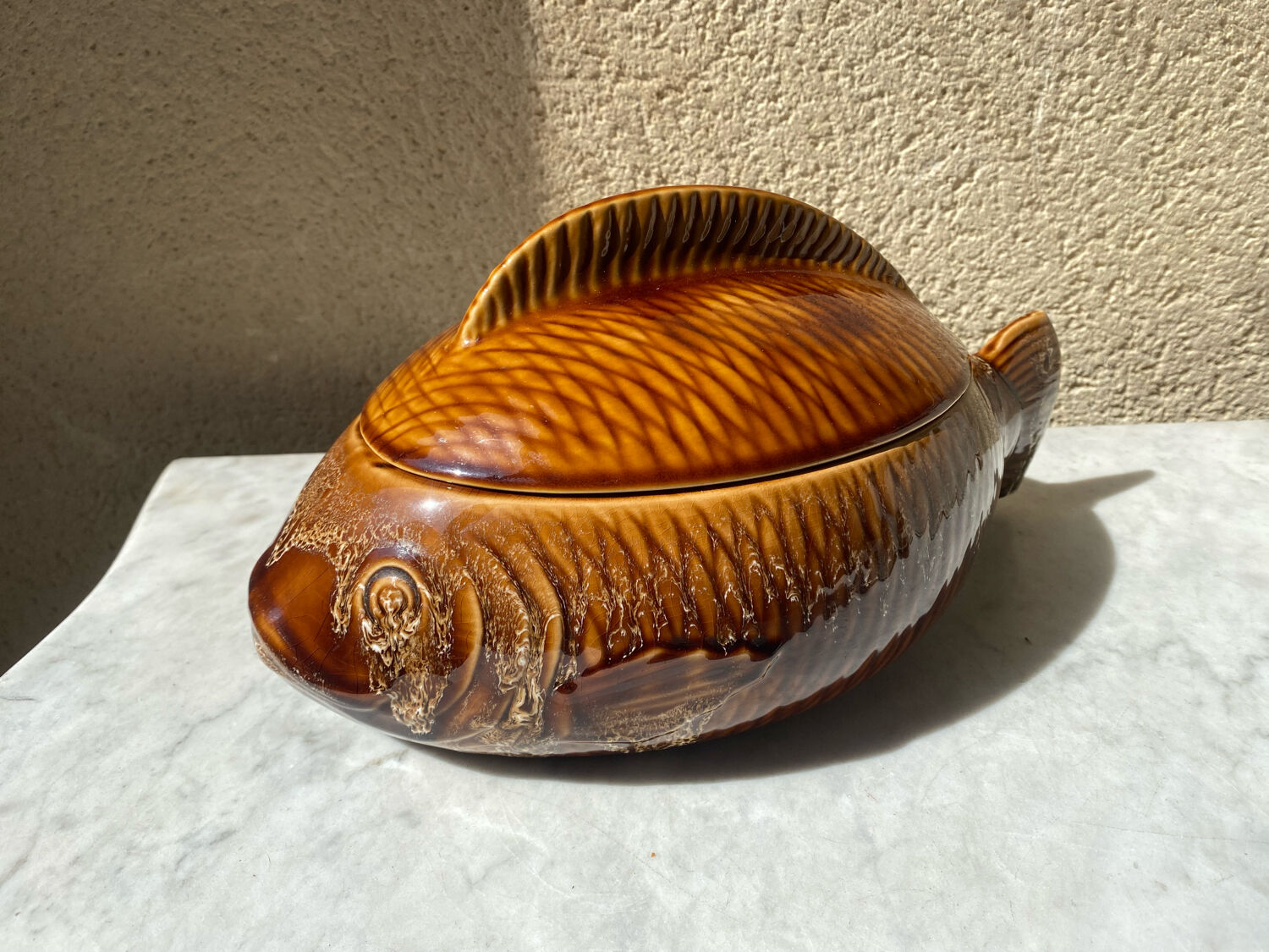 Ceramic fish tureen from sarreguemines