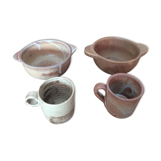 Set of sandstone cups and bowls