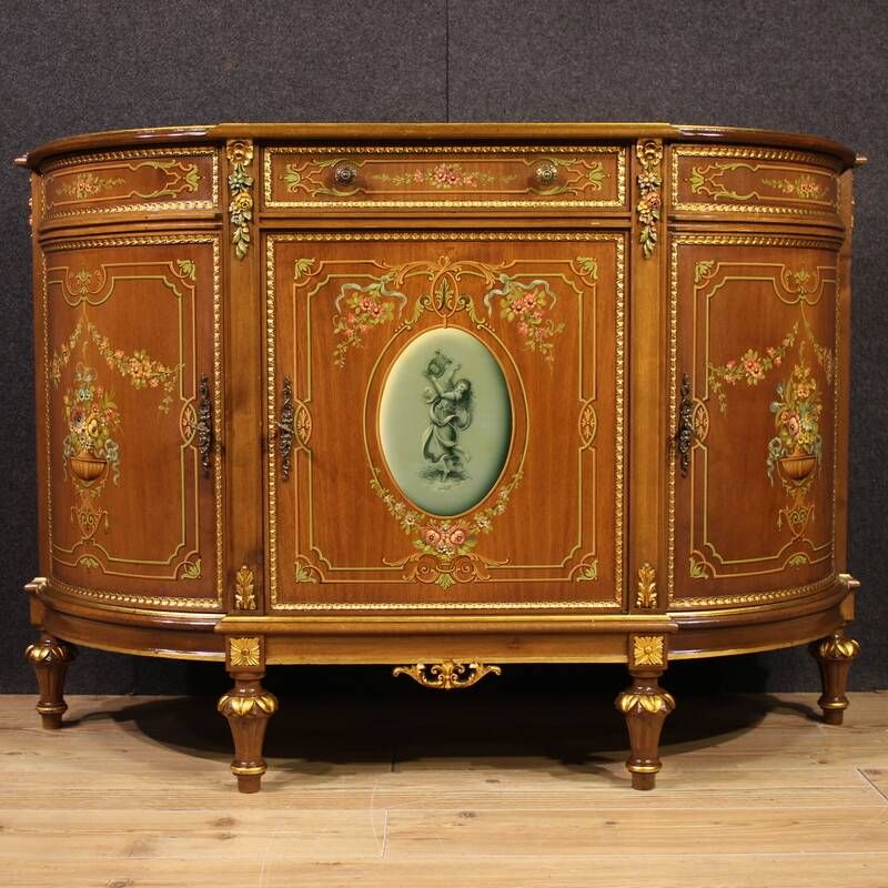 Buffet en bois peint et doré italien du 20e siècle