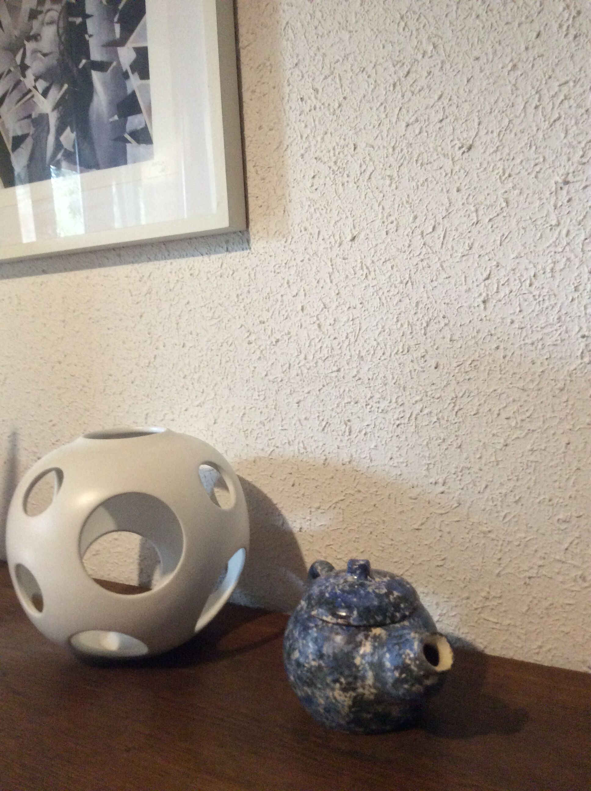 Vintage blue terracotta teapot