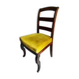 Chaise en noyer avec assise en velours moutarde