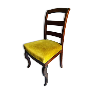 Walnut chair with mustard velvet seat