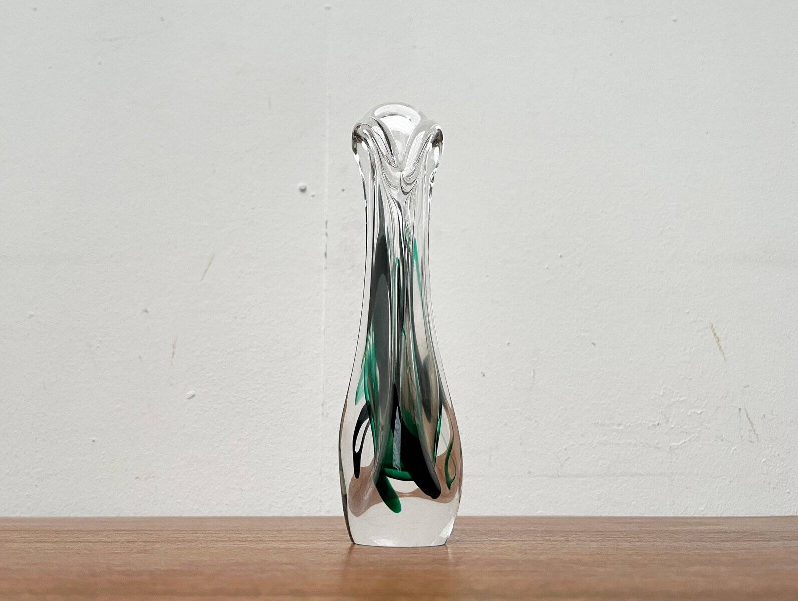 Vintage art glass vase by Max Verboeket for Kristalunie Maastricht, 1970s