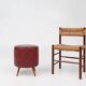 Pouf vintage avec rangement en simili cuir rouge foncé, France ca. 1950