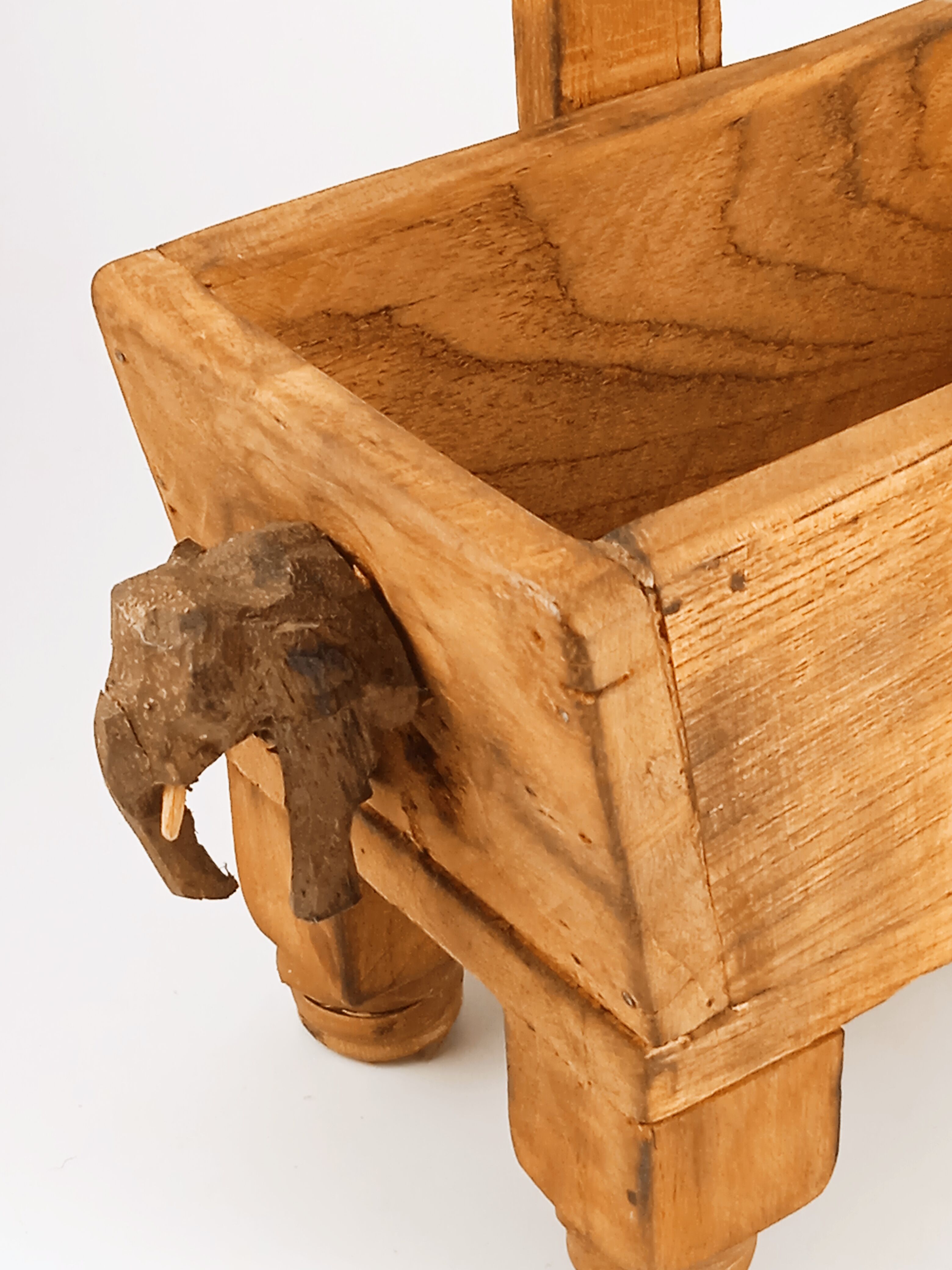 Indian wooden elephant pot cache 40s