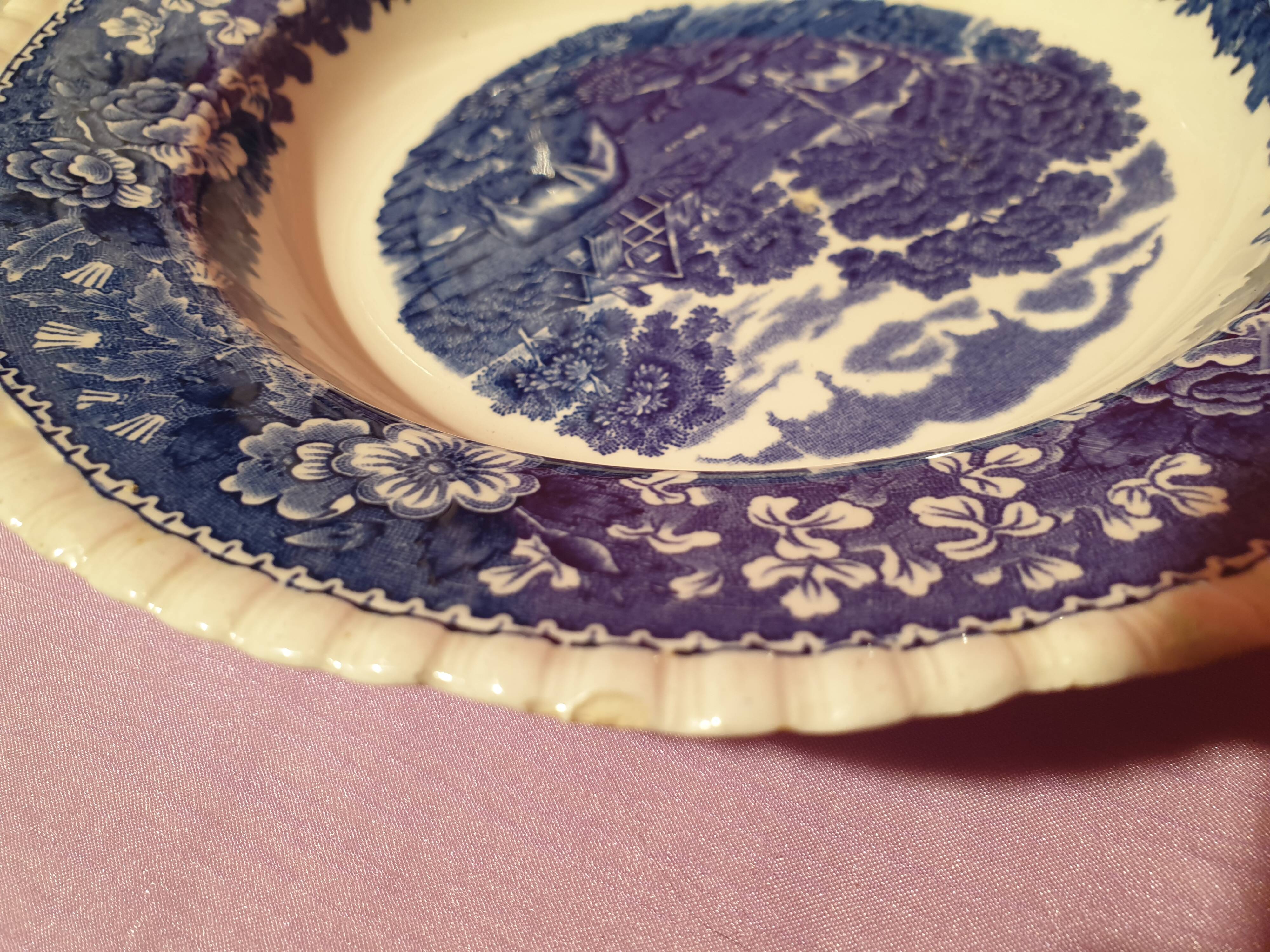 Set of 4 soup plates English Scenic Staffordshire Adams England