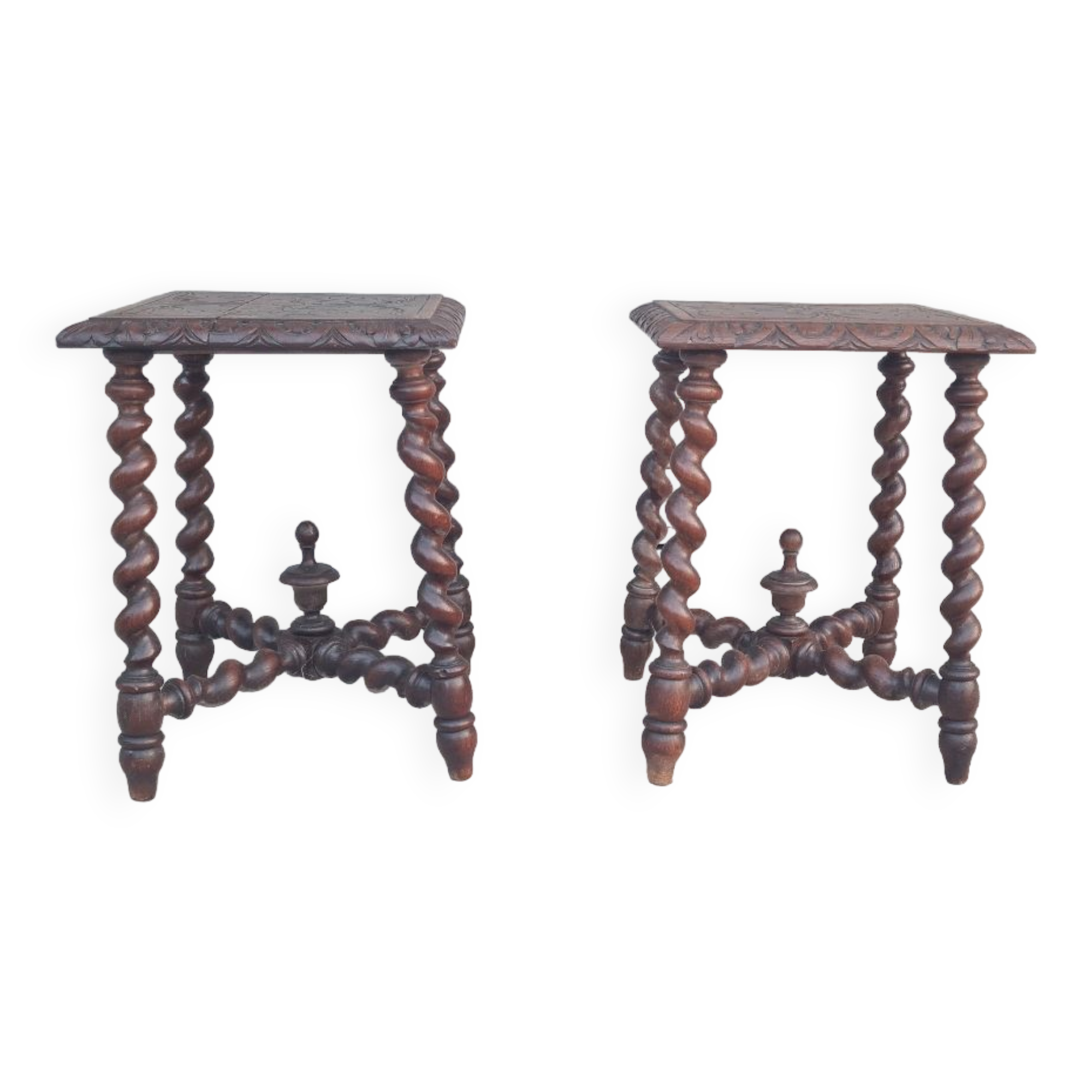 Pair of English oak bedside tables