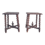 Pair of English oak bedside tables