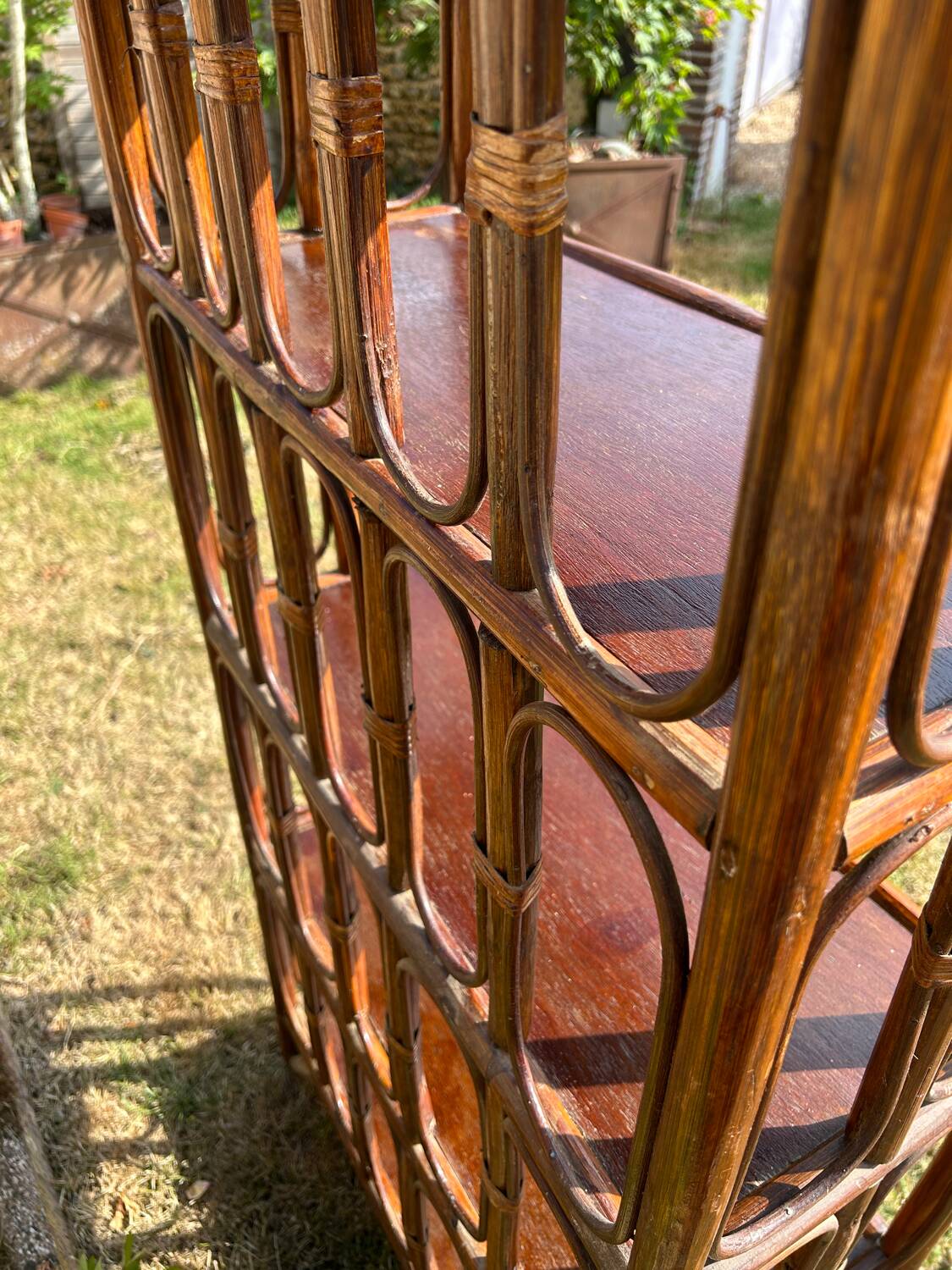 Vintage rattan shelf 1970