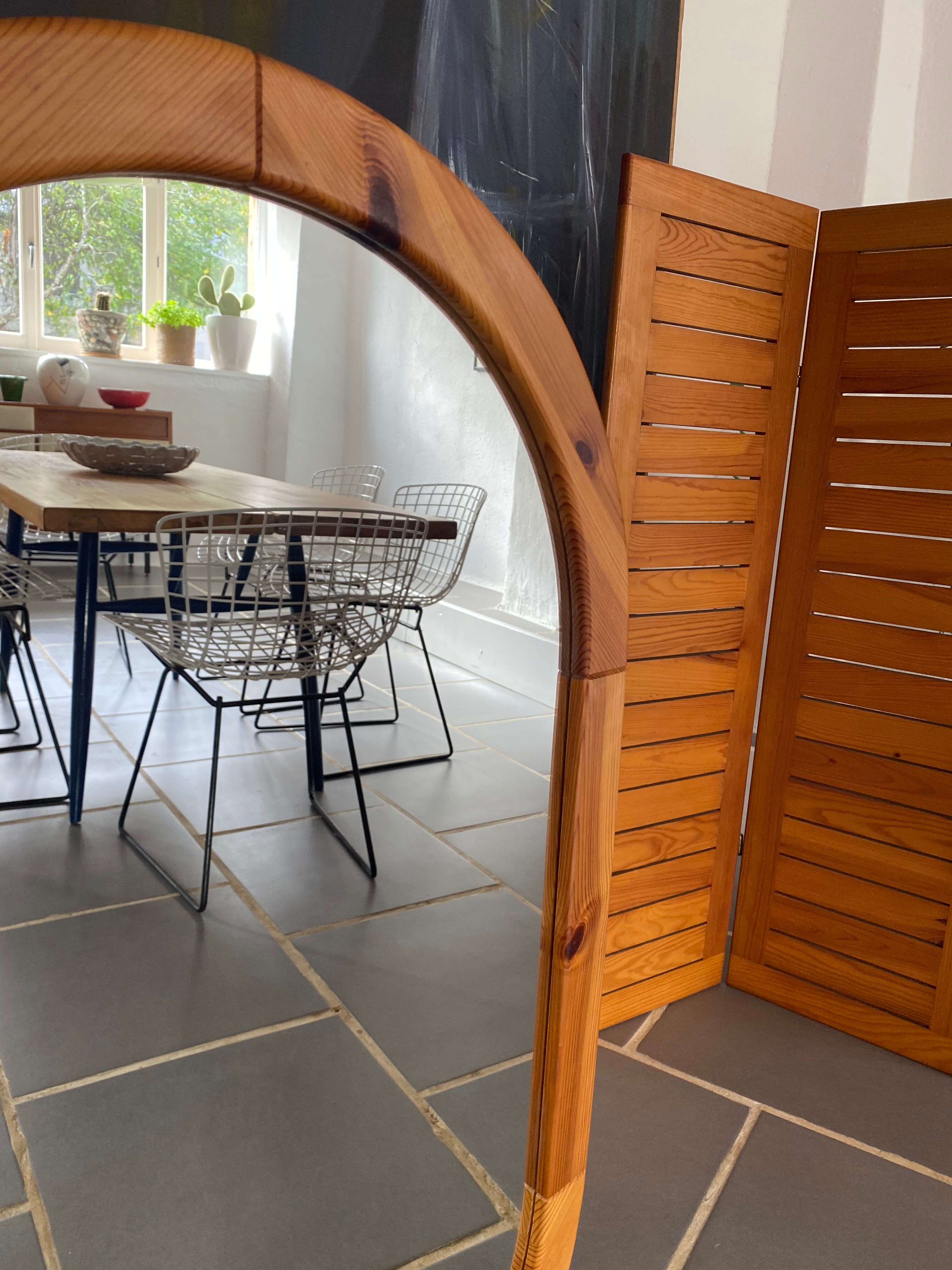 Oval mirror in vintage pine, 100x60 cm