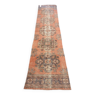 Tapis coureur rose 2x12, tapis Oushak en sourdine, tapis coureur turc, tapis pour cuisine, MOON.113