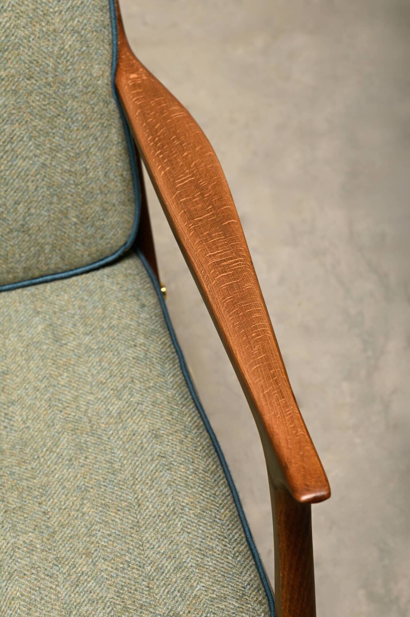 Pair of Mid-Century Italian Armchairs in stained Beech and Green Cushions