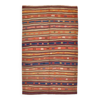 Vintage Red & Blue Striped Kilim Rug, 143x230Cm
