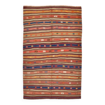 Vintage Red & Blue Striped Kilim Rug, 143x230Cm