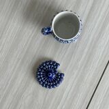 Electric blue ceramic sugar bowl