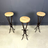 Vintage French wrought iron bar stools, 1960s - set of 3