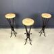 Tabourets de bar en fer forgé vintage français, années 1960 - ensemble de 3