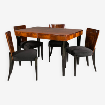 Dining set, table and four chairs Jindřich Halabala H-214 from 1950 for the UP Zavody company