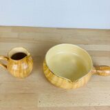 Pitcher and pan Grandjean Jourdan Vallauris, ceramic wood effect