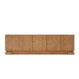 Italian Oak Wood Sideboard with Hand Carved Patterns in the Doors, Italy