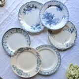 Assiettes plates anciennes dépareillées en faïence terre de fer