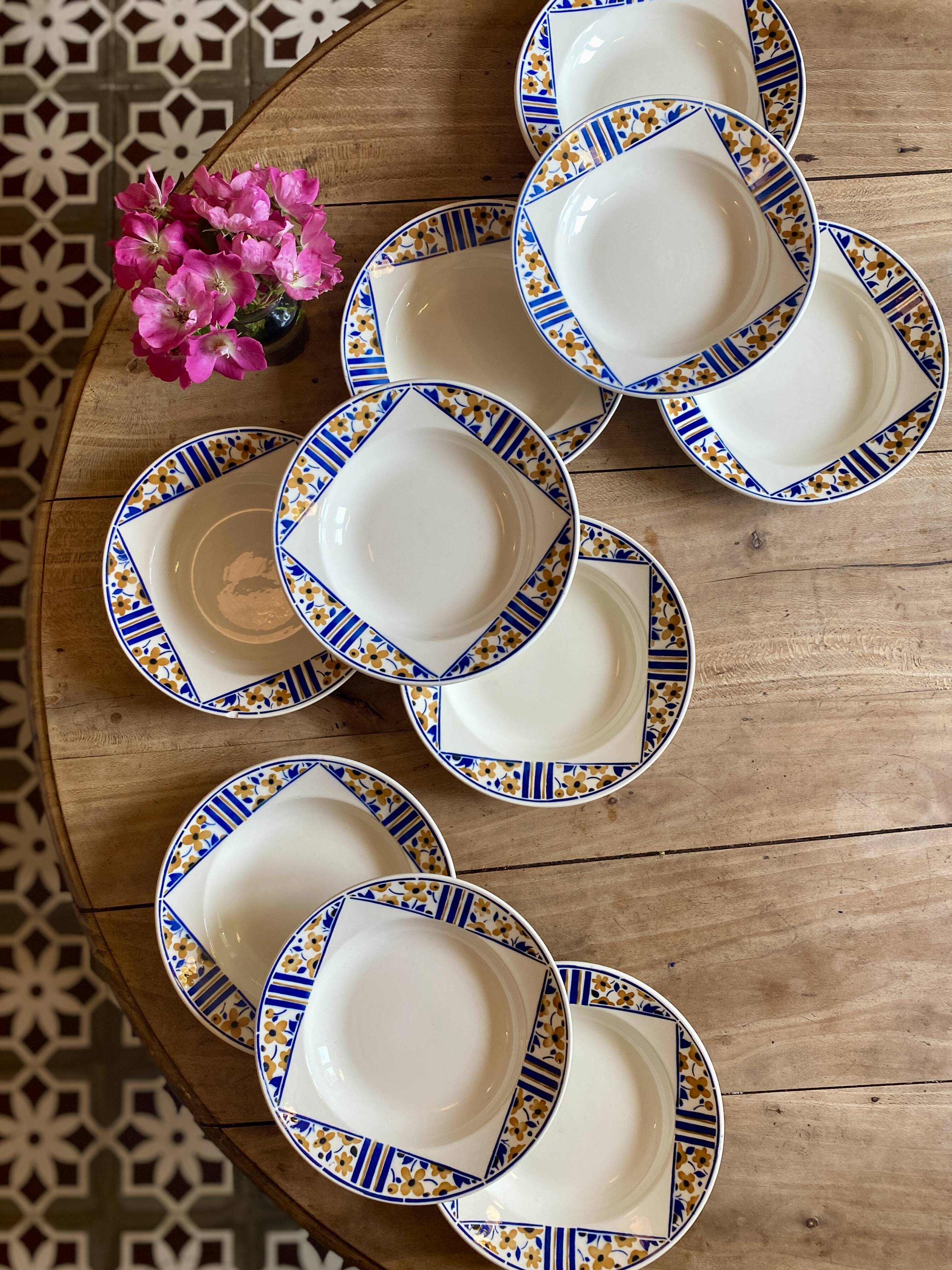 Lot of 10 old soup plates - Badonvillier Bornéo model