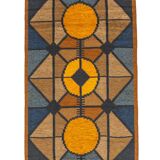 Scandinavian 20th century modern flat weave rug by Britta Swefors. 212 X 13