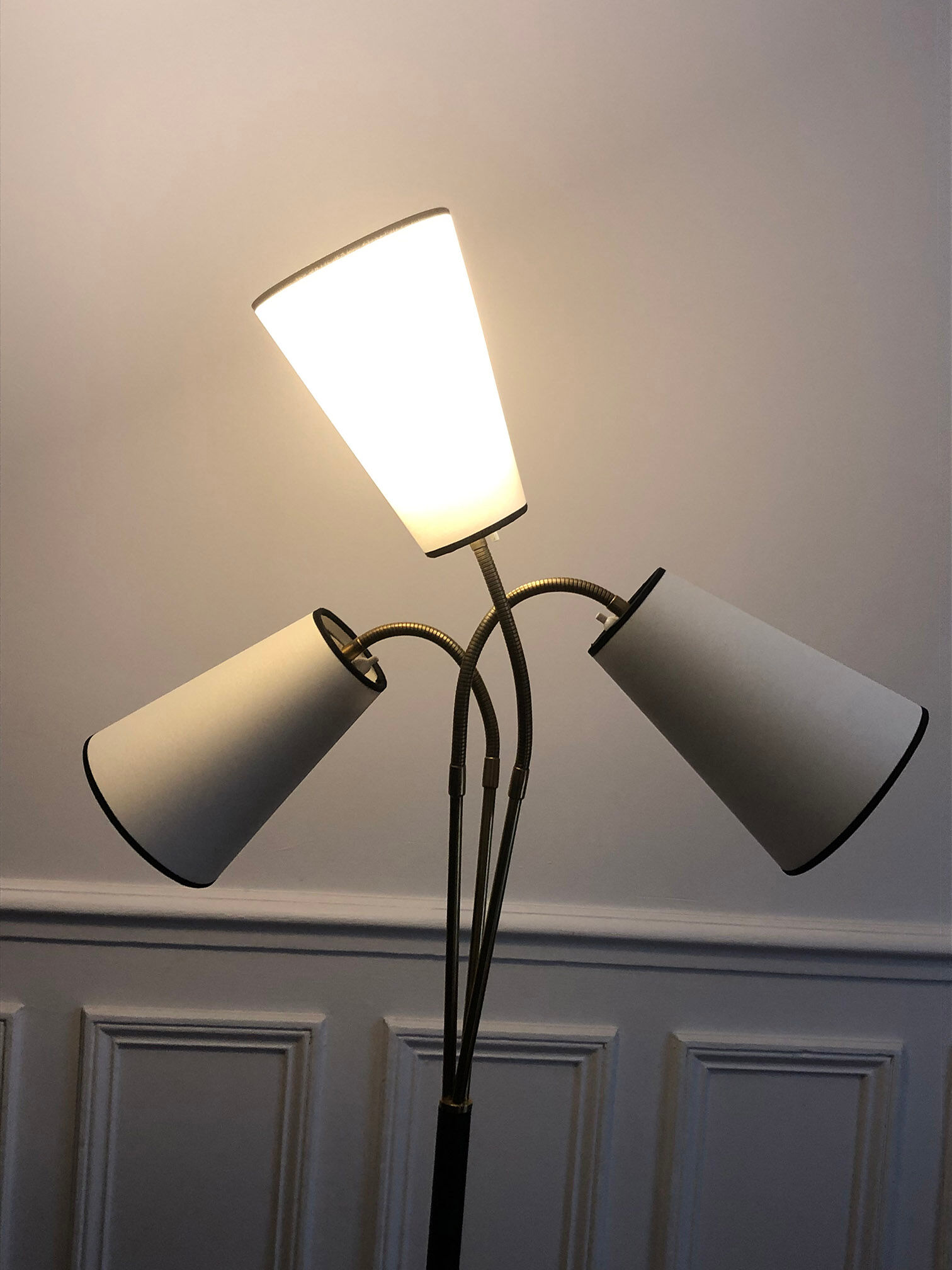 Floor lamp 3 articulated lights 1960