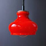 Suspension opaline rouge orange 1970