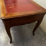 Louis XV Style Desk - Cherry Wood - Red Leather Top - with Extensions