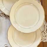 Set of 6 cream and gold colored flat plates Digoin Sarreguemines vintage ACC-7156