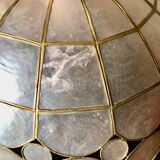 Suspension in pink mother-of-pearl and brass