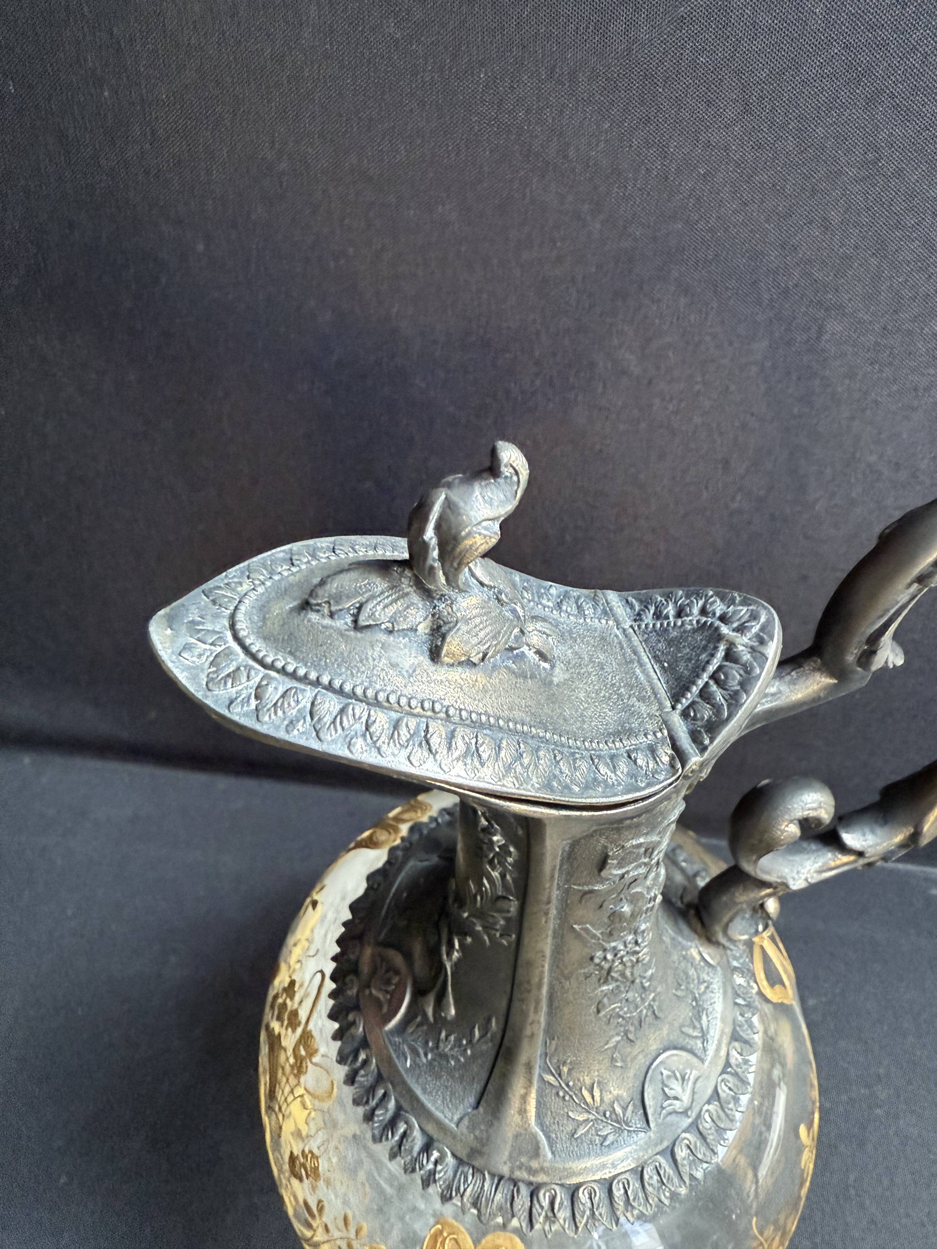 Glass or gold crystal ewer – Gallia Métal Alfénide for Christofle