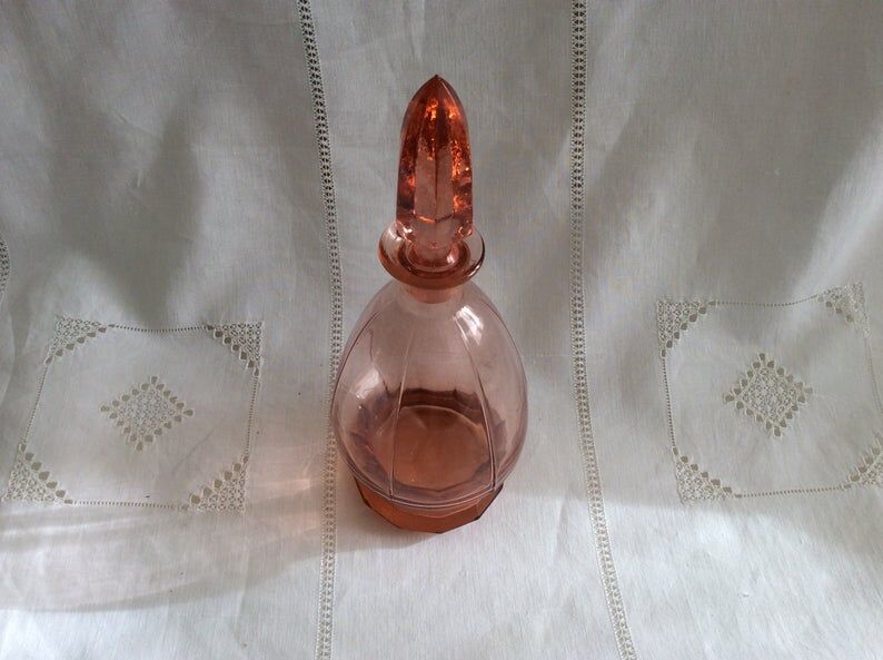 Art deco 1960s pink glass carafe