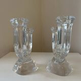 Pair of crystal candlesticks from Vannes le Chatel, 1960